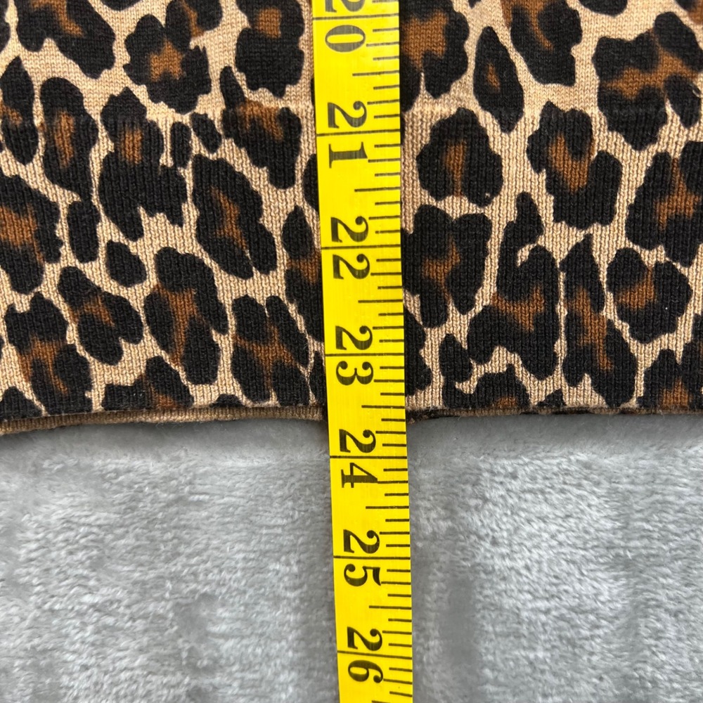 Lands End Cardigan Women M Brown Leopard Supima Cotton Button Front Sweater - Picture 6 of 10